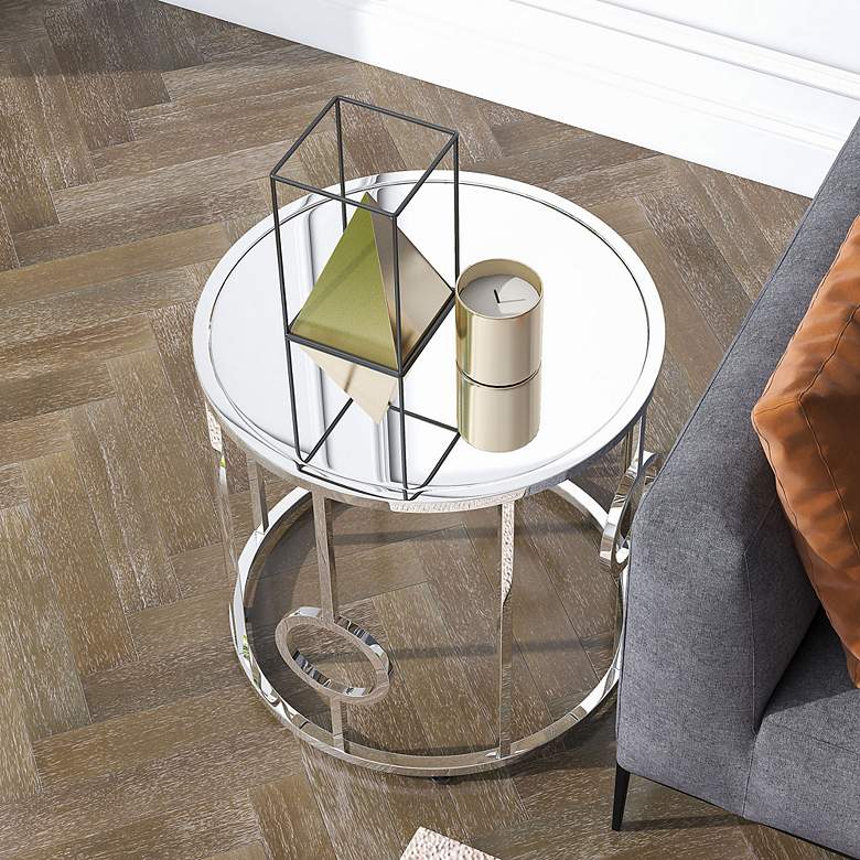 Image 7 Harper 23" Wide Chrome Steel Round End Table more views