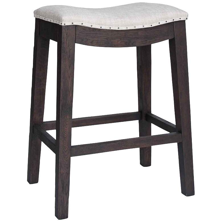 Image 1 Harper 27 inch Rustic Java Saddle Seat Counter Stool