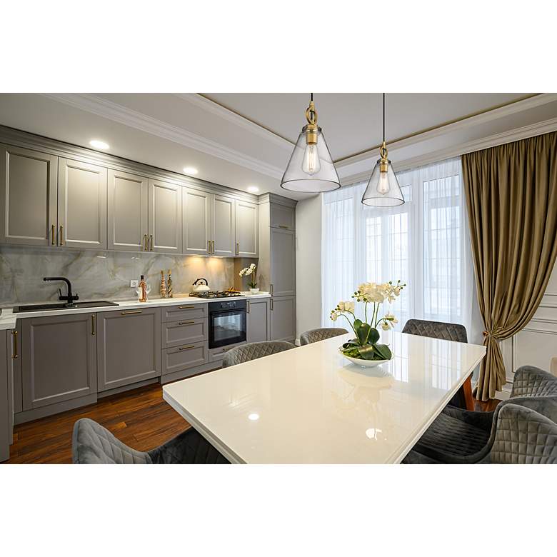 Image 4 Harper 8" Wide Rubbed Brass Mini Pendant w/ Clear Glass more views