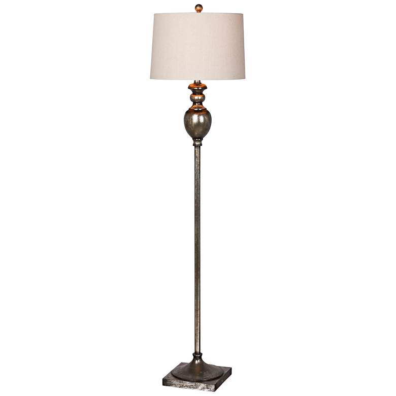 Image 2 Harper Antique Gold Leaf Textured Urn Floor Lamp