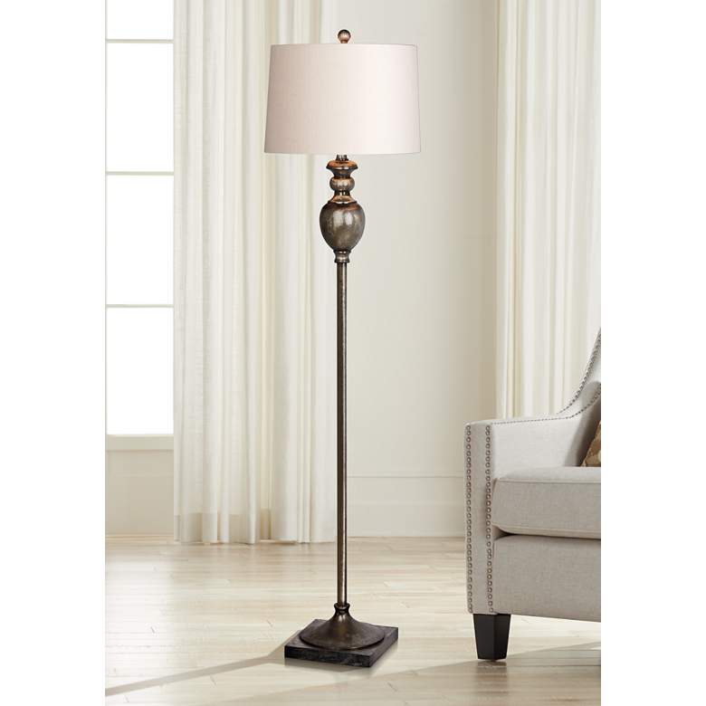 Image 1 Harper Antique Gold Leaf Textured Urn Floor Lamp