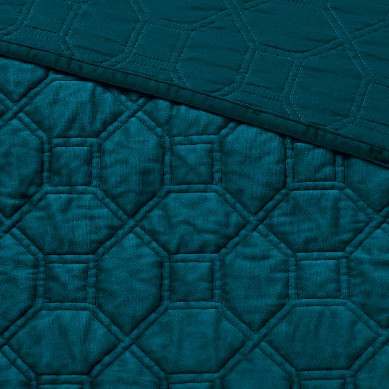Image 5 Harper Teal Solid Full/Queen 3-Piece Coverlet Set more views