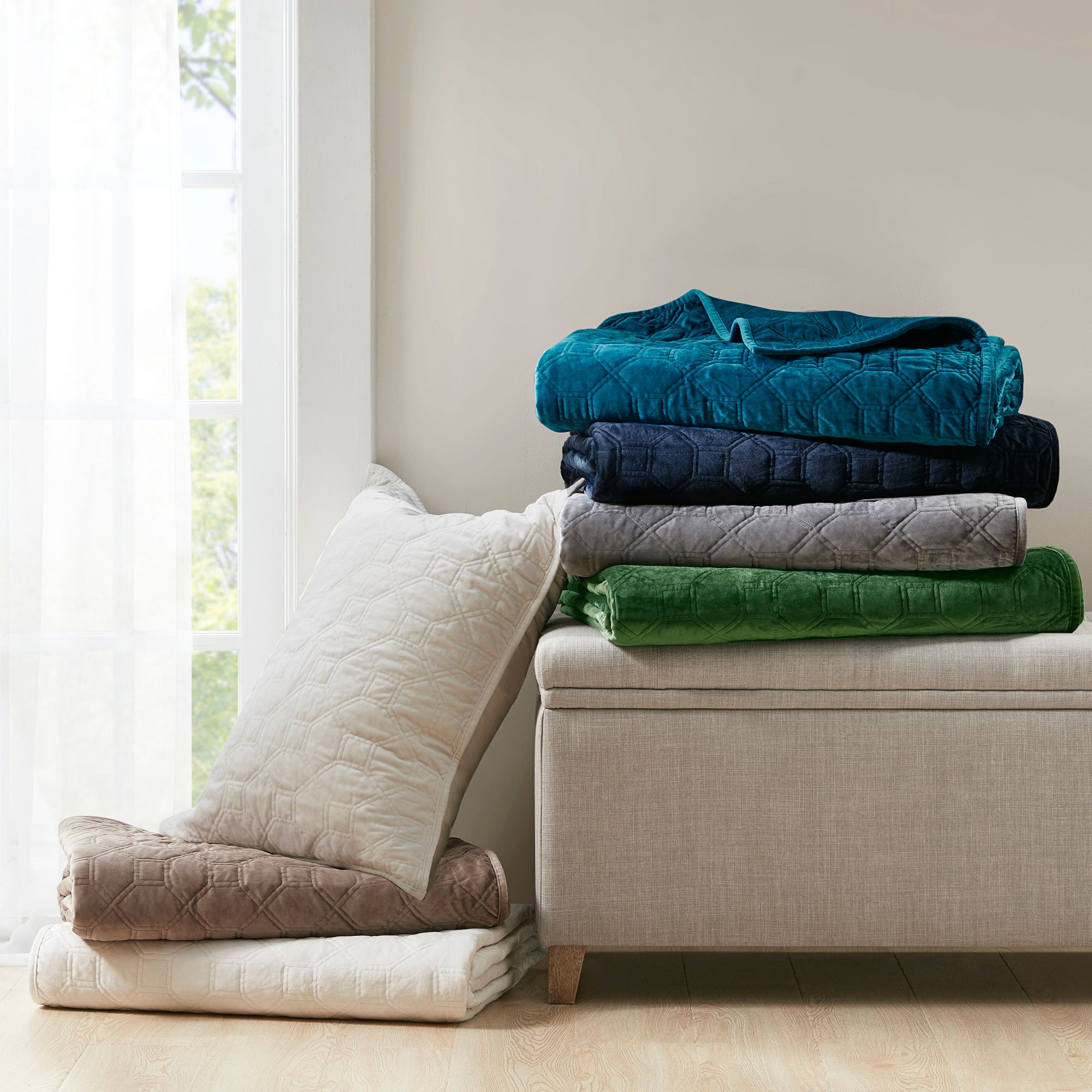 Harper Teal Solid King/Cal King 3-Piece Coverlet Set