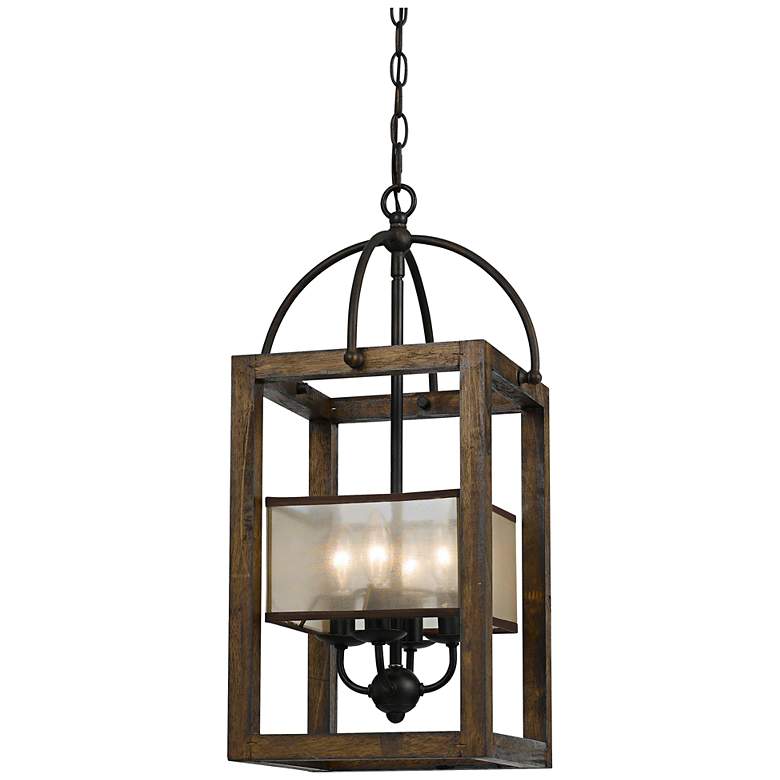 Image 2 Harper Wood 12 inch Wide Iron Pendant Chandelier