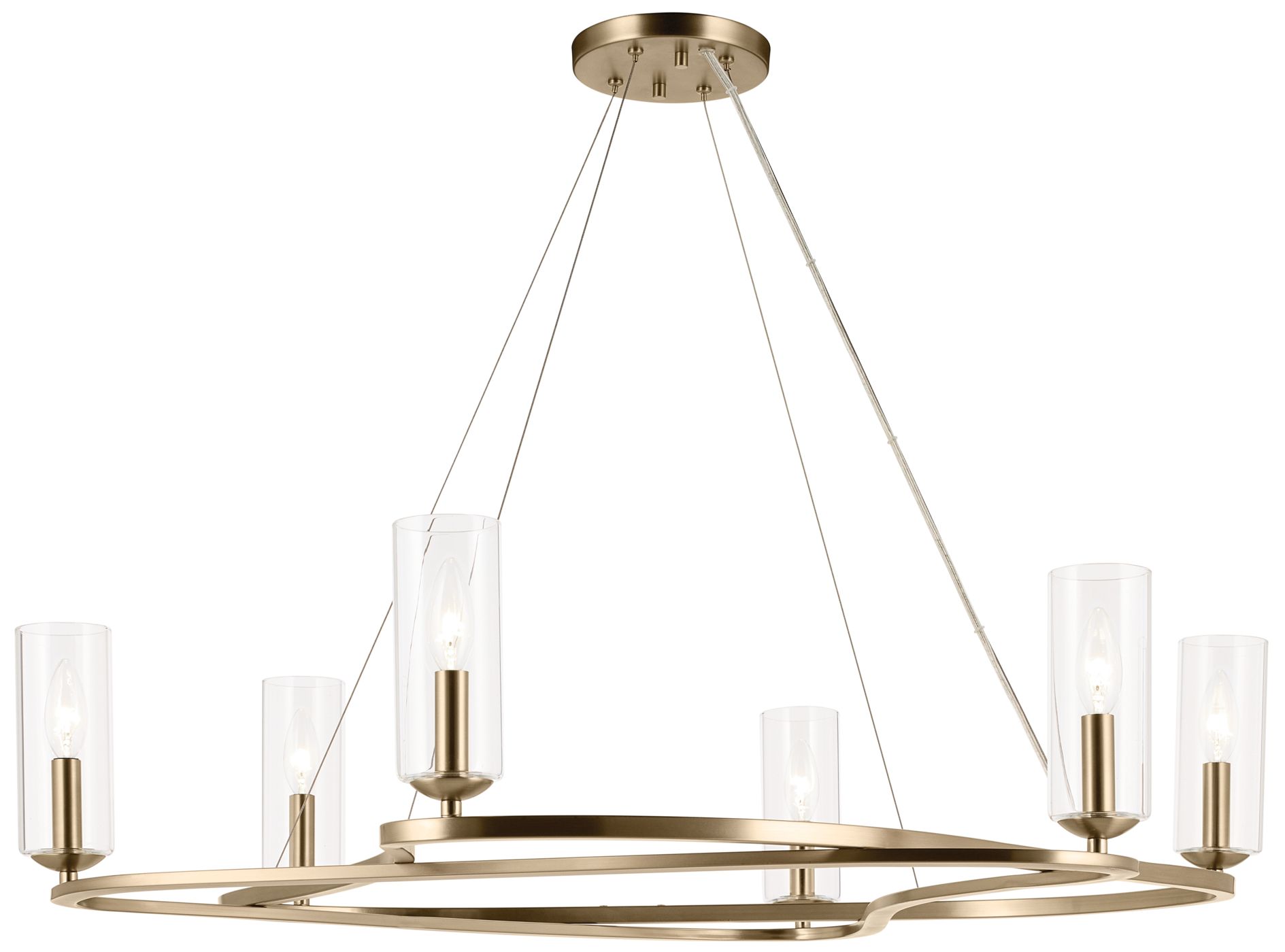 Image 2 Harpin 37.75 Inch 6 Light Chandelier with Clear Glass in Champagne Bronze