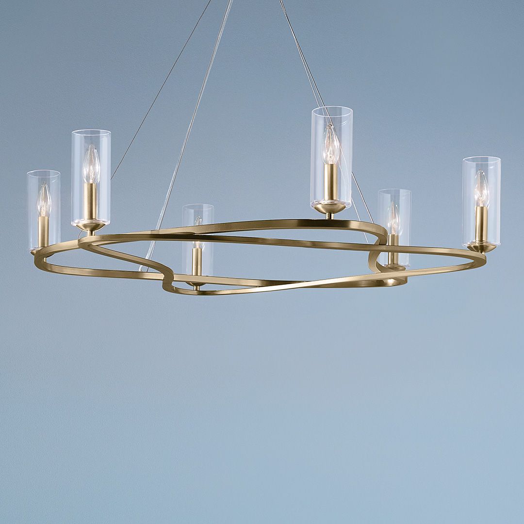 Image 4 Harpin 37.75 Inch 6 Light Chandelier with Clear Glass in Champagne Bronze more views