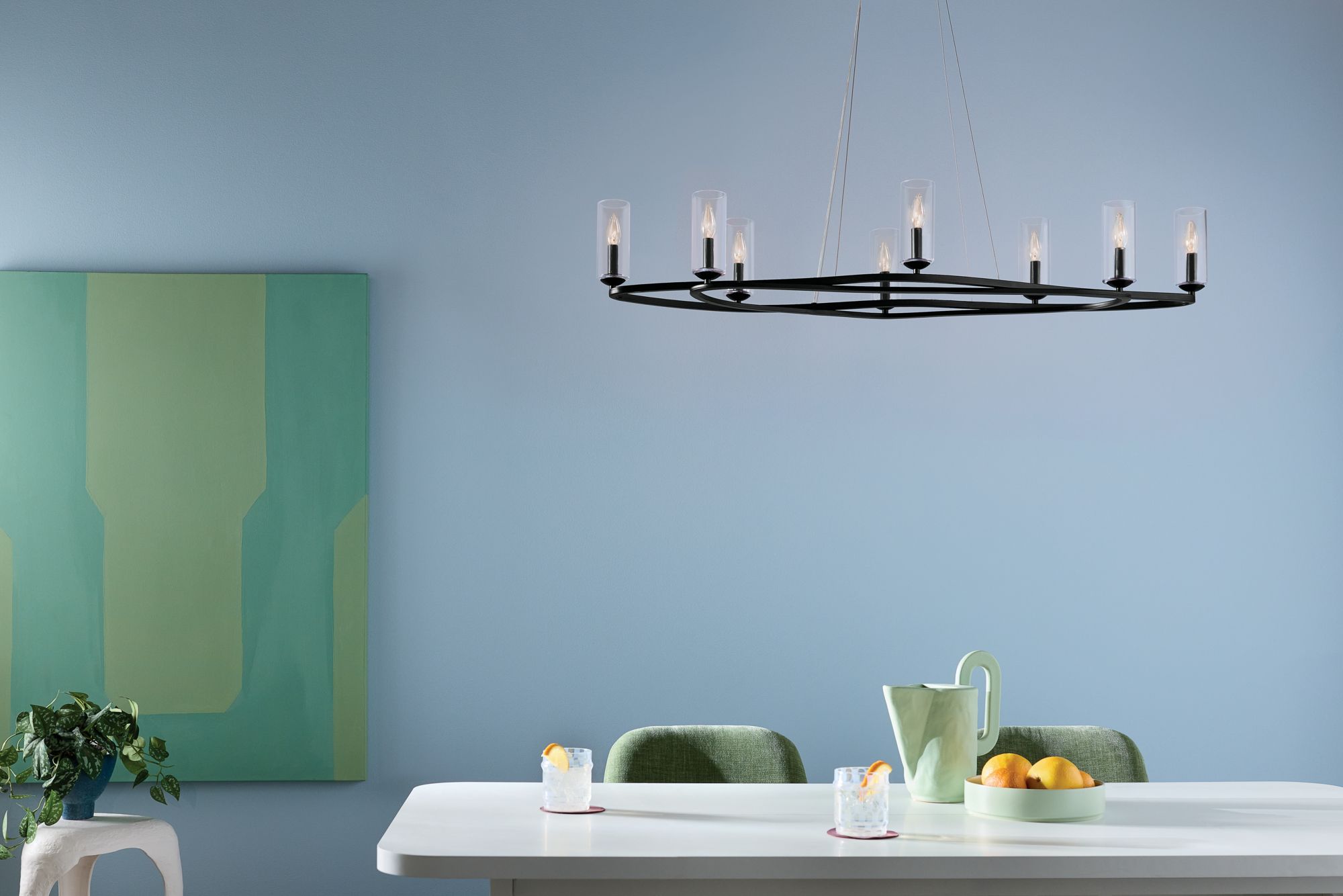 Image 3 Harpin 52.5 Inch 8 Light Linear Chandelier with Clear Glass in Black more views