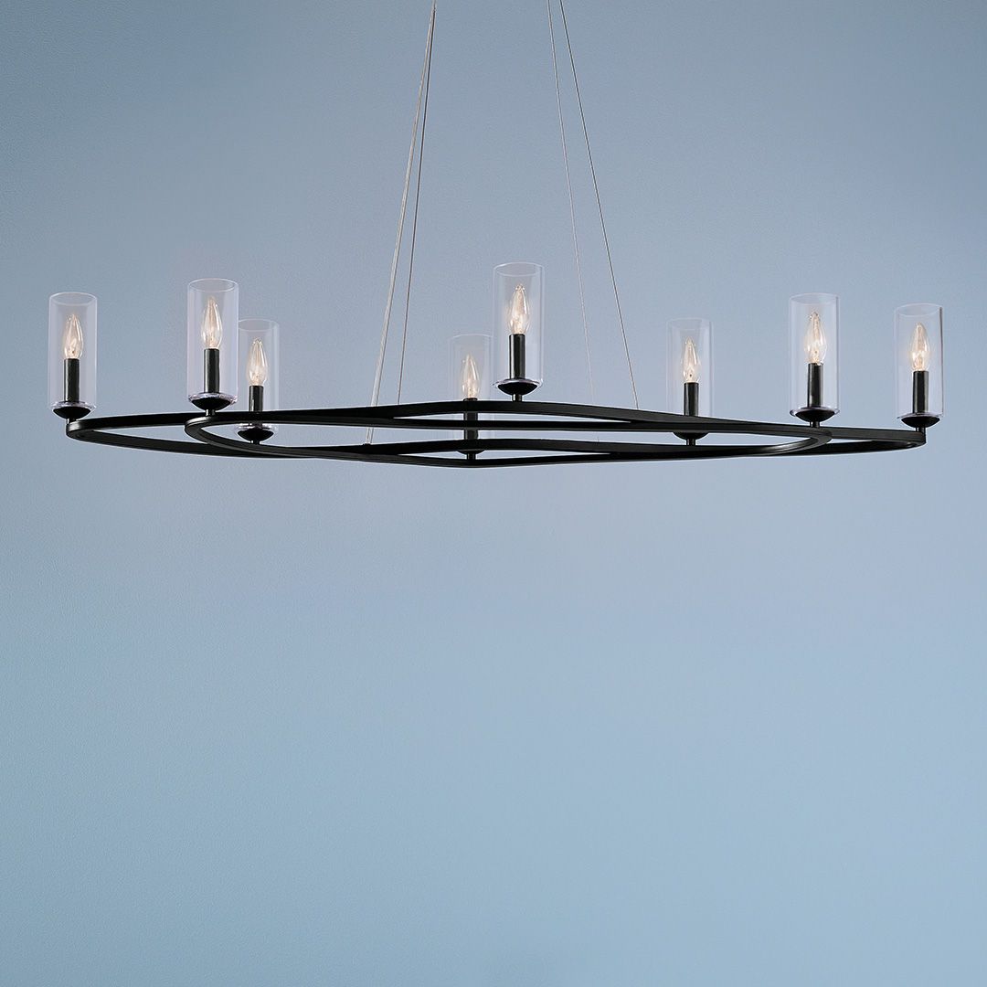 Image 4 Harpin 52.5 Inch 8 Light Linear Chandelier with Clear Glass in Black more views