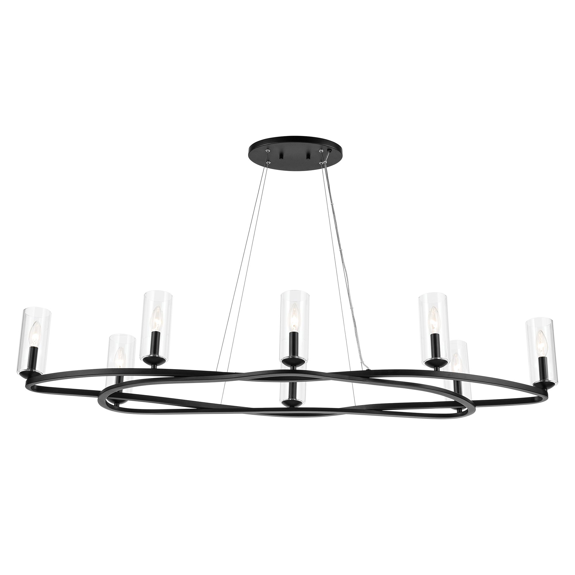 Image 6 Harpin 52.5 Inch 8 Light Linear Chandelier with Clear Glass in Black more views