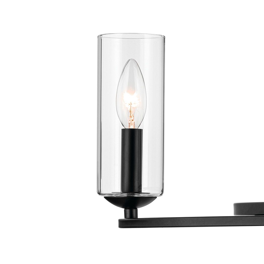 Harpin 52.5 Inch 8 Light Linear Chandelier with Clear Glass in Black