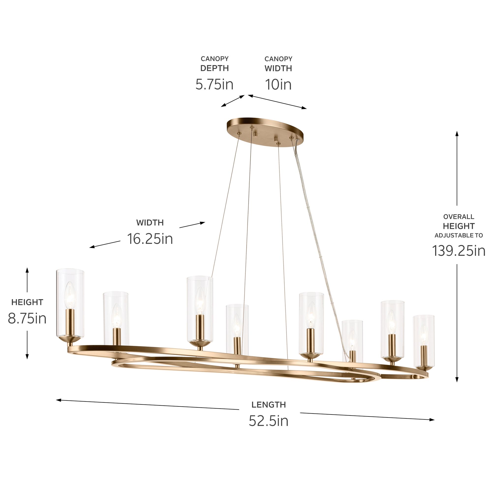 Harpin 52 1/2"W Champagne Bronze 8-Light Linear Chandelier