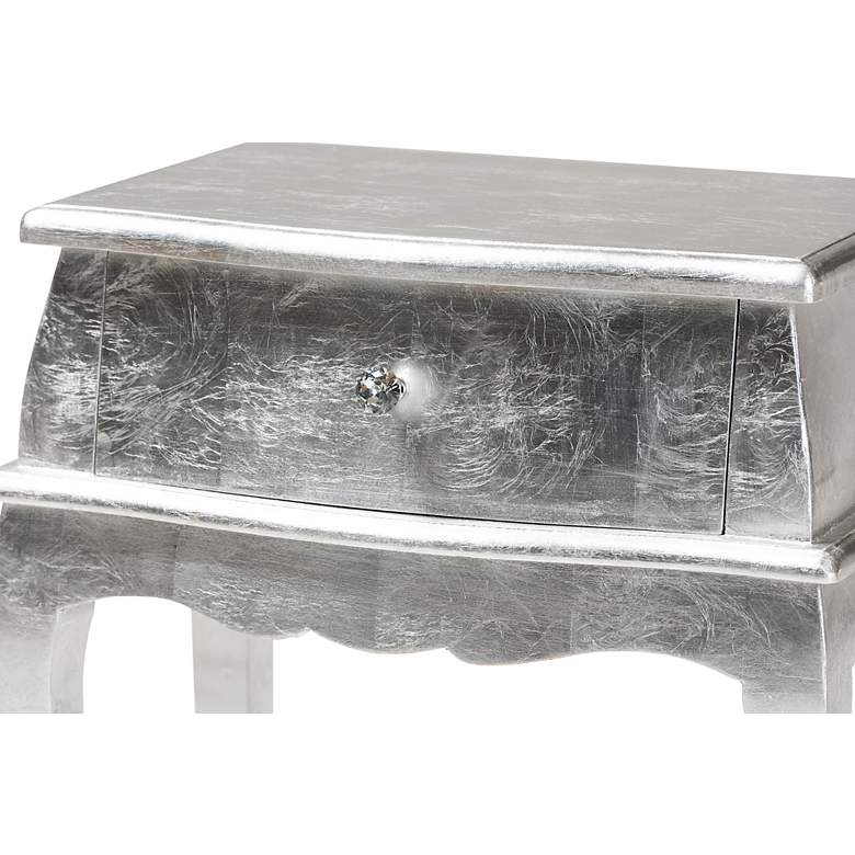 Image 3 Harriet 19 3/4 inch Wide Silver Wood 1-Drawer Nightstand more views