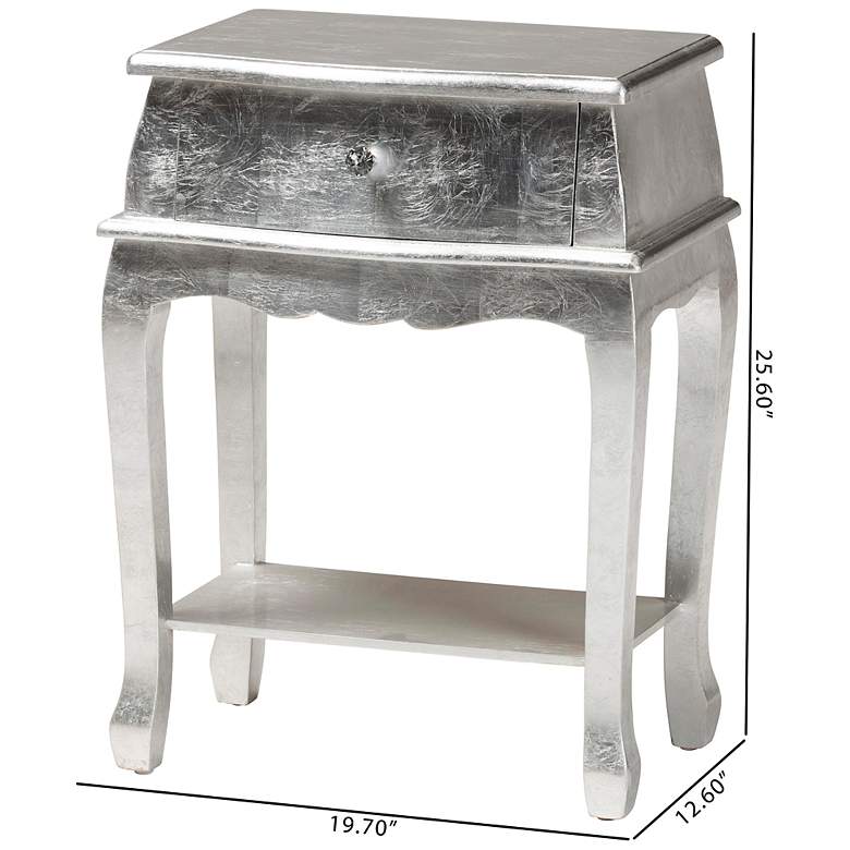 Image 7 Harriet 19 3/4 inch Wide Silver Wood 1-Drawer Nightstand more views