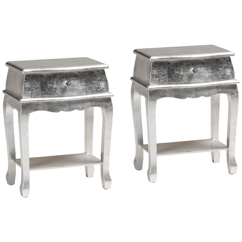 Image 1 Harriet 19 3/4" Wide Silver Wood Traditional Nightstands Set of 2