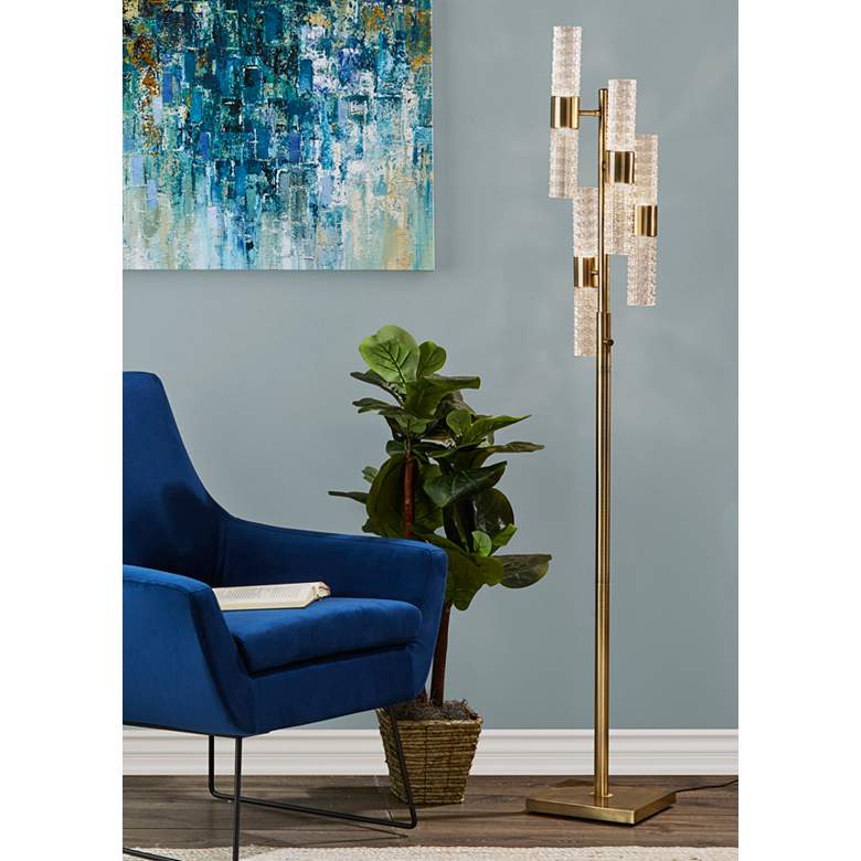 Image 1 Harriet Antique Brass 8-Light LED Floor Lamp