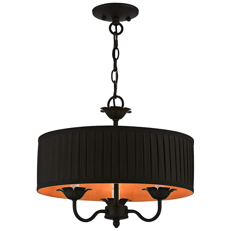 Image 3 Harrington 16" Wide Black 3-Light Drum Shade Chandelier more views