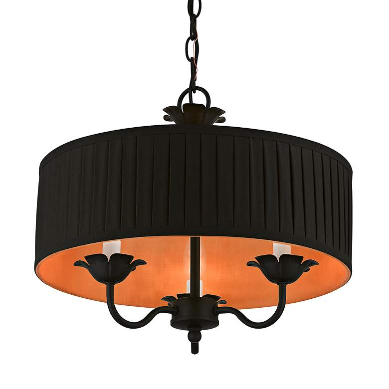 Image 4 Harrington 16" Wide Black 3-Light Drum Shade Chandelier more views