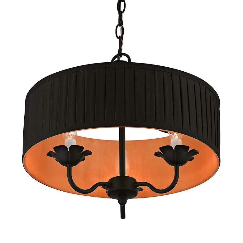Image 5 Harrington 16" Wide Black 3-Light Drum Shade Chandelier more views