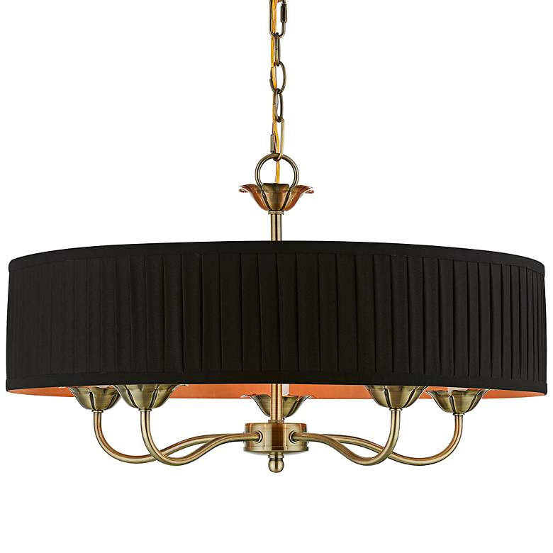 Image 3 Harrington 23" Wide Antique Brass 5-Light Drum Chandelier
