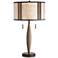 Harris Bronze and Wood Mica Shade Rustic Table Lamp