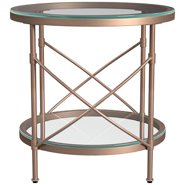 Image 3 Harrison 24" Wide Antique Gold Round End Table