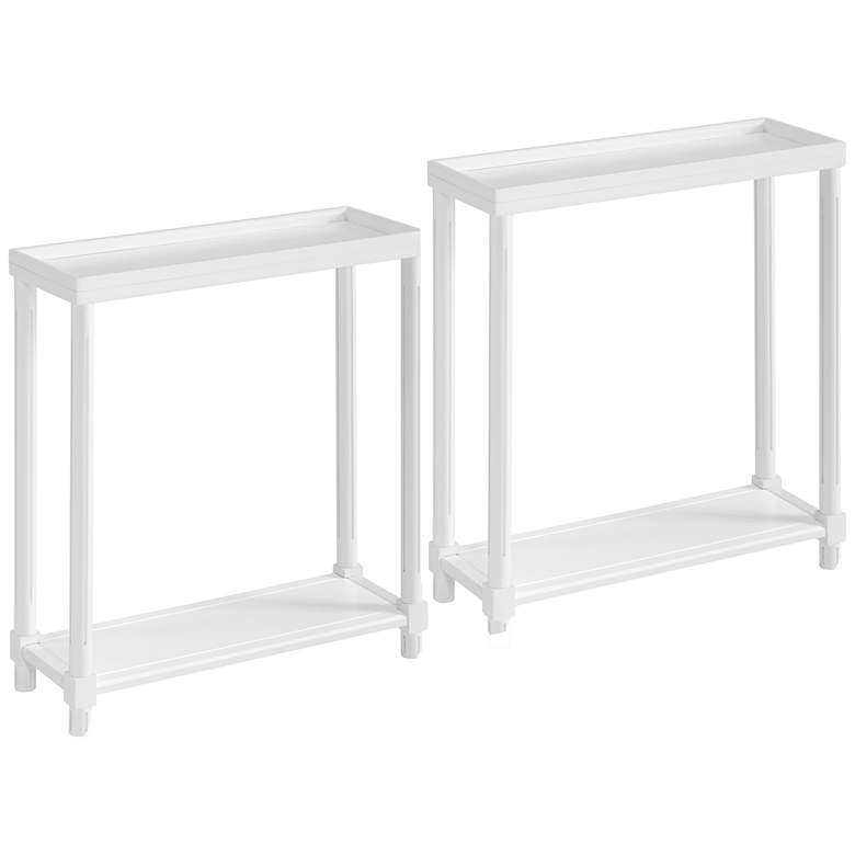 Image 2 Harrison 22" Wide White Wood Rectangular Side Tables Set of 2