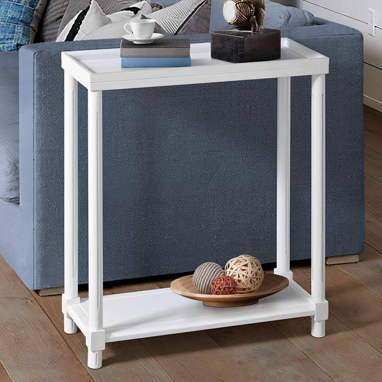 Image 1 Harrison 22" Wide White Wood Rectangular Side Tables Set of 2