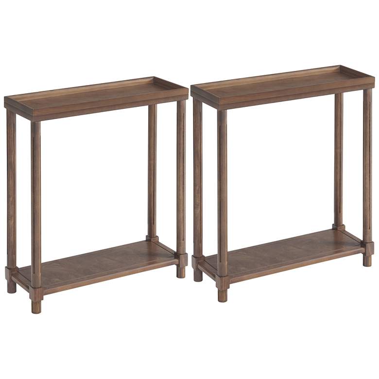 Image 2 Harrison 22 inchW Chestnut Wood Rectangular Side Tables Set of 2