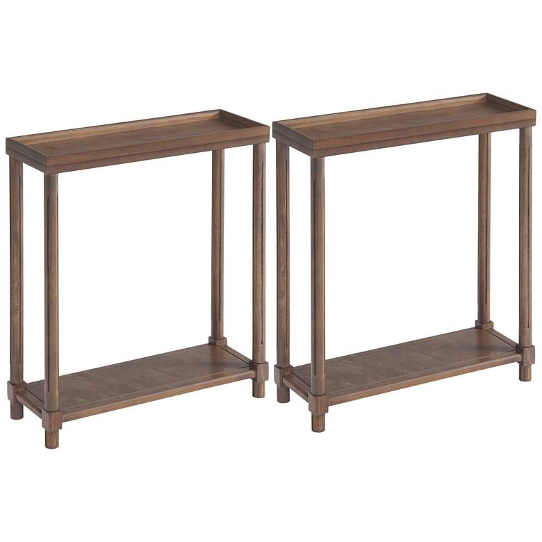 Image 2 Harrison 22"W Chestnut Wood Rectangular Side Tables Set of 2