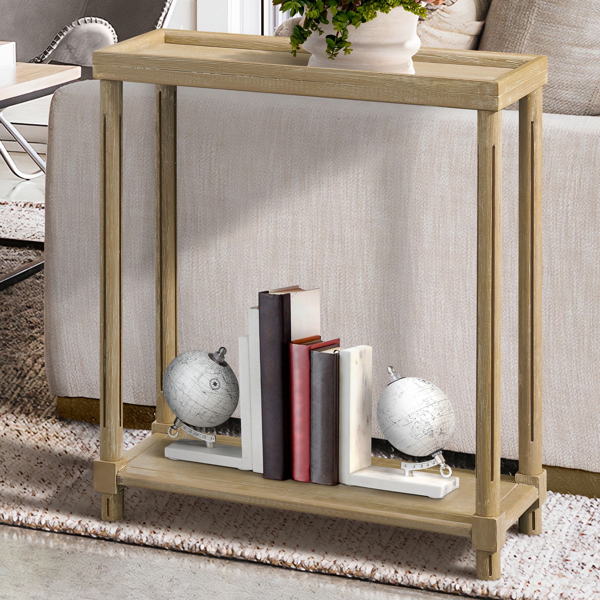 Harrison 22 Wide Distressed Oak Wood Side Tables Set of 2