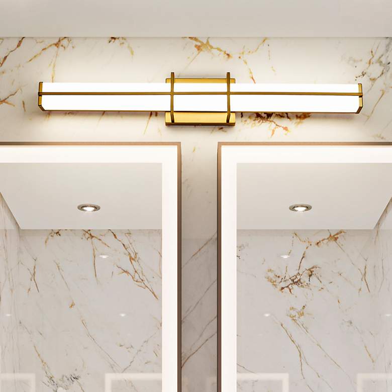 Image 2 Harrison 32" Wide Modern Gold LED Vanity Bath Light