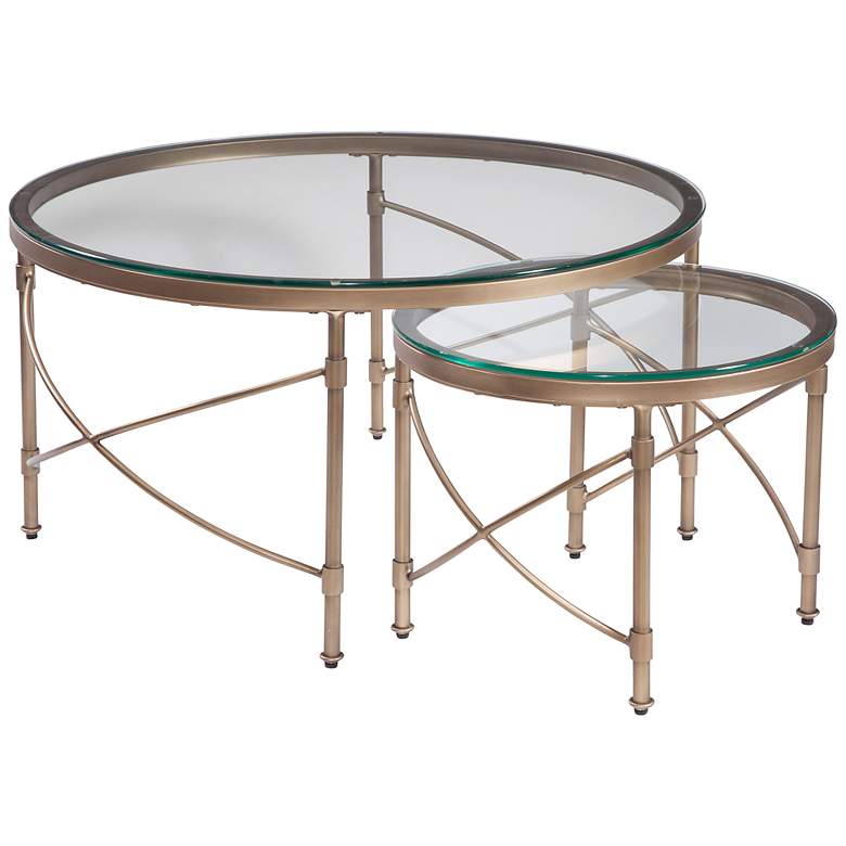 Image 3 Harrison Antique Gold 2-Piece Nesting Cocktail Table Set