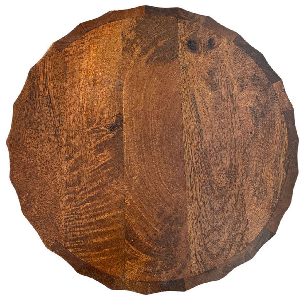 Image 3 Harrison Vertical Groove Round Accent Table with 2 Drawers, Chestnut more views