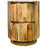 1_Harrison Vertical Groove Round Accent Table with 2 Drawers, Natural
