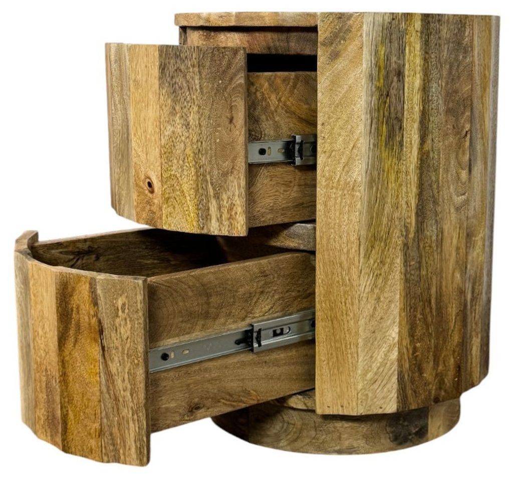 Image 3 Harrison Vertical Groove Round Accent Table with 2 Drawers, Natural more views