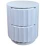 1_Harrison Vertical Groove Round Accent Table with 2 Drawers, White