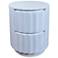 Harrison Vertical Groove Round Accent Table with 2 Drawers, White
