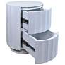 2_Harrison Vertical Groove Round Accent Table with 2 Drawers, White more views
