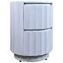 3_Harrison Vertical Groove Round Accent Table with 2 Drawers, White more views