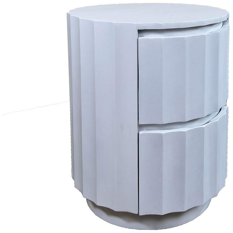 Image 5 Harrison Vertical Groove Round Accent Table with 2 Drawers, White more views