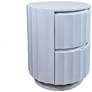 5_Harrison Vertical Groove Round Accent Table with 2 Drawers, White more views