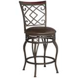 Hartley 25 1/2&quot; Wood and Bronze Metal Swivel Counter Stool