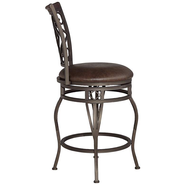 Hartley 25 1/2&quot; Wood and Bronze Metal Swivel Counter Stool more views