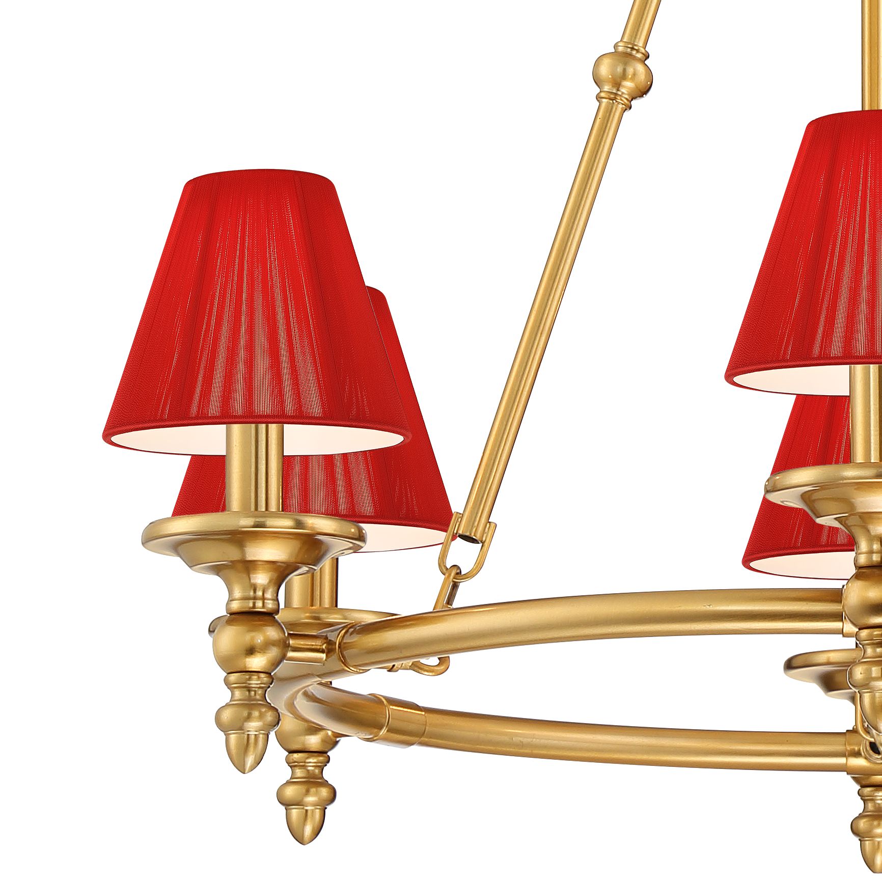Image 3 Hartley 28" Wide Antique Gold 6-Light Chandelier with Red Nylon Shades more views