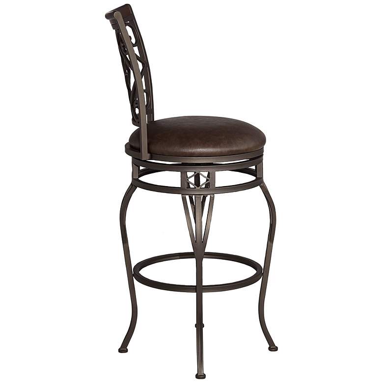 Image 5 Hartley 30 inch Wood and Bronze Metal Swivel Bar Stool more views