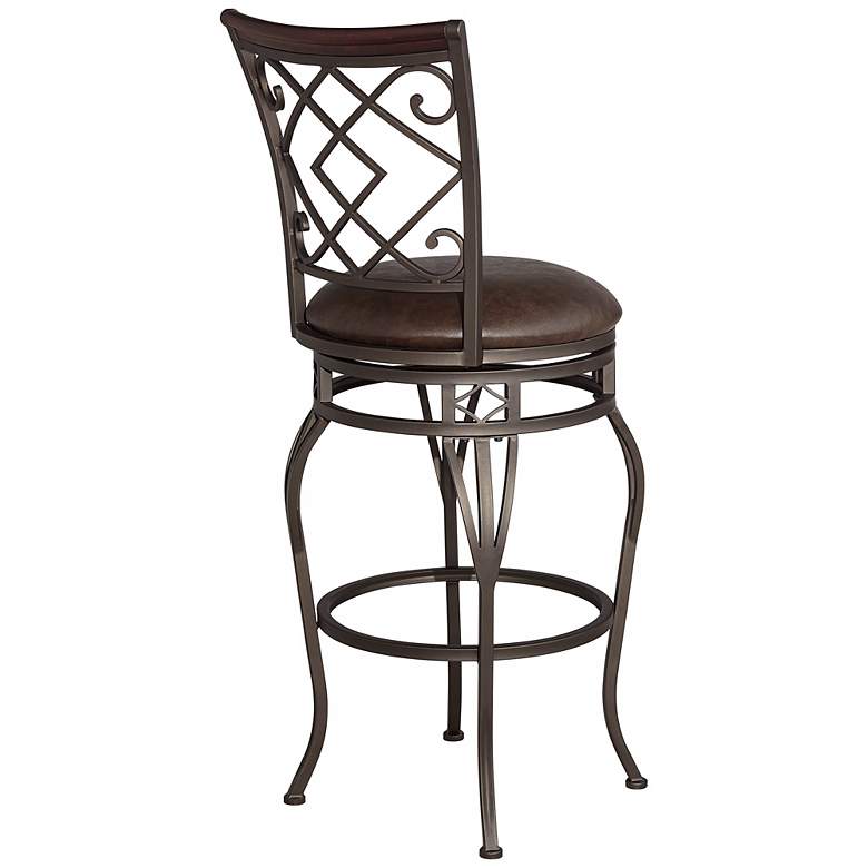 Image 6 Hartley 30" Wood and Bronze Metal Swivel Bar Stool more views