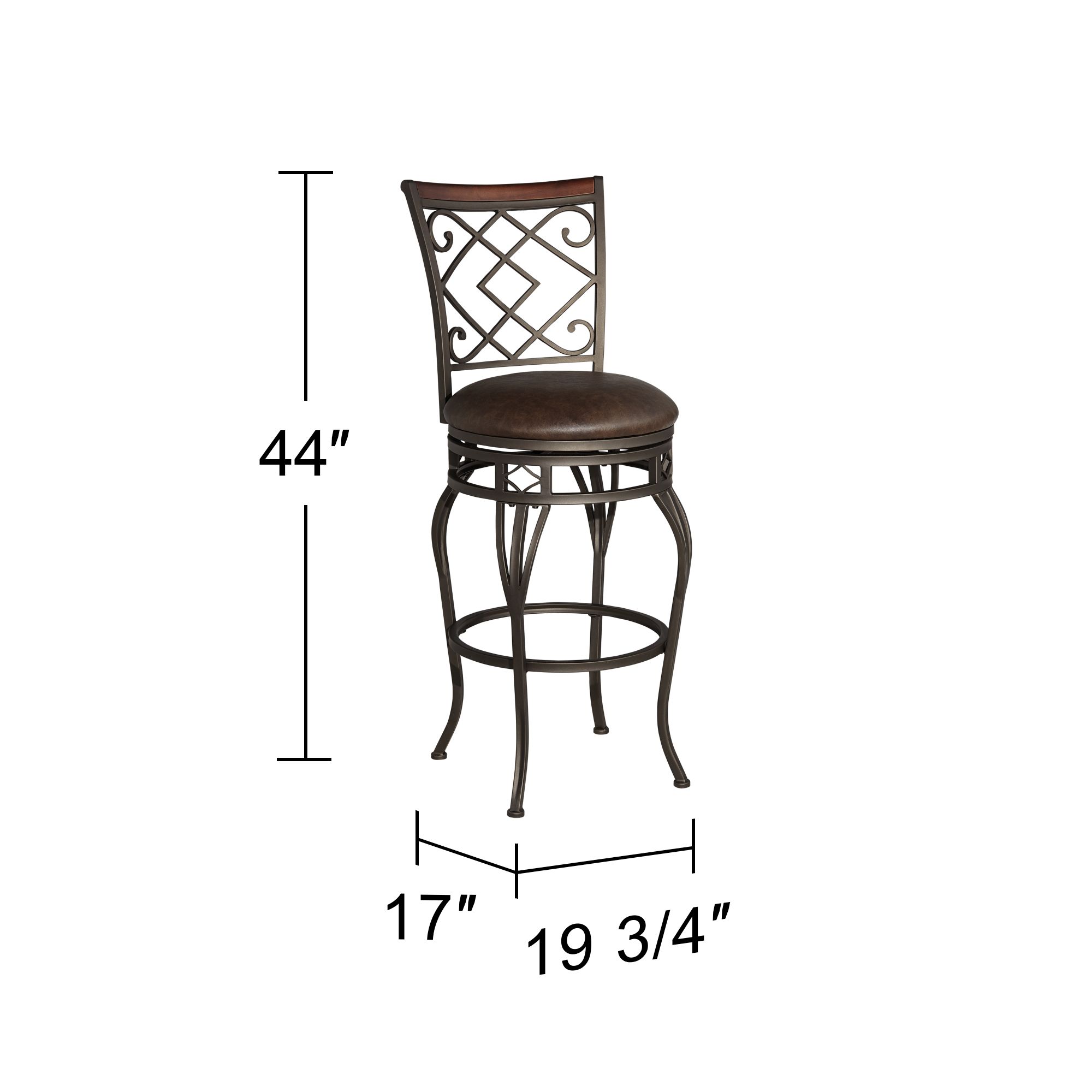 Hartley 30" Wood and Bronze Metal Swivel Bar Stool in scene