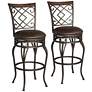 2_Hartley 30" Wood and Bronze Metal Swivel Bar Stools Set of 2