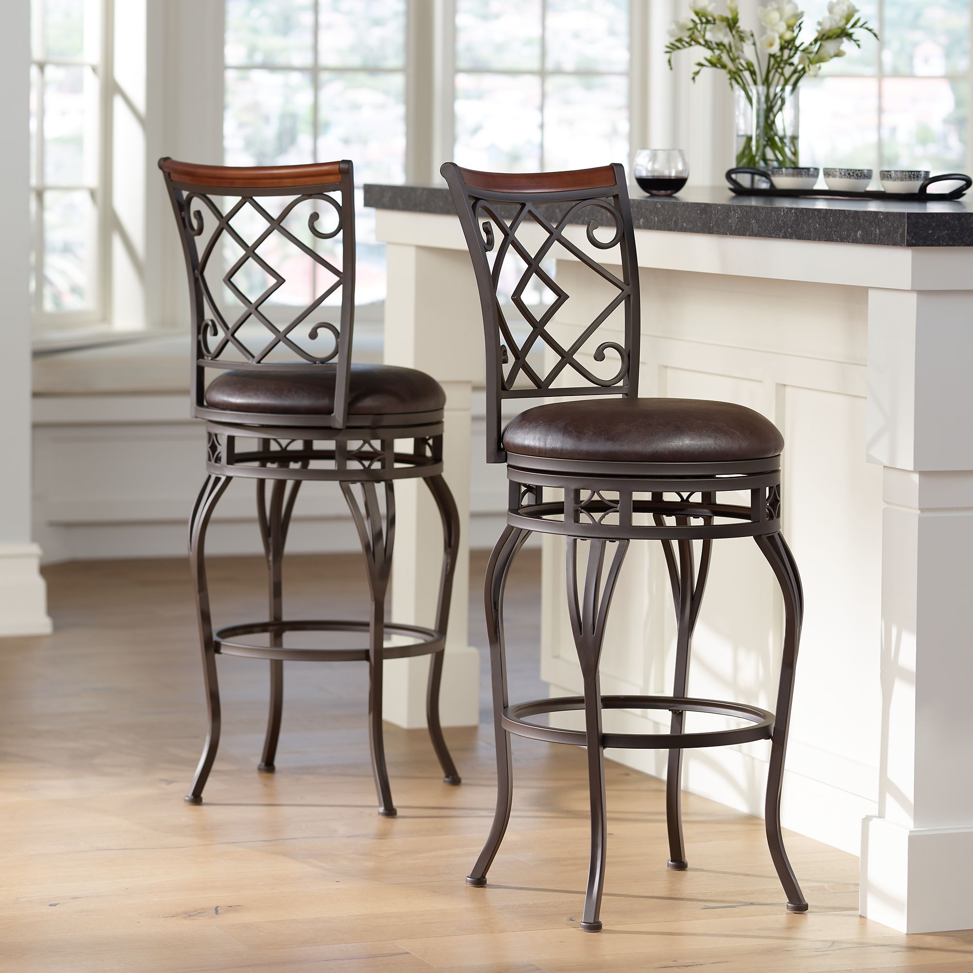 iron bar stools with back