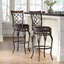 1_Hartley 30" Wood and Bronze Metal Swivel Bar Stools Set of 2
